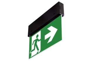 DIRECTO CB zwart met groen vluchtwegpictogram naar rechts